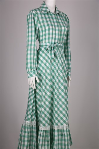 4092 Eteği Dantel Detaylı Elbise - Su Yeşili