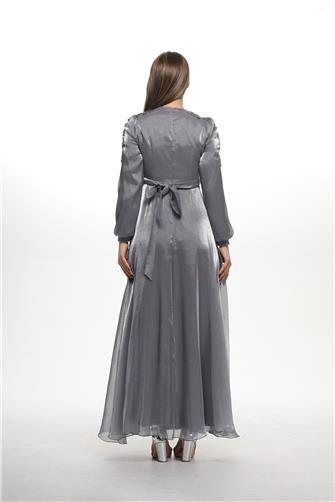 489 Omzu Ve Kemeri Çakma Taşlı Janjan Abiye Elbise