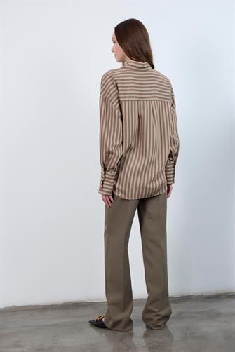 4969 Çizgili Gömlek - Kahverengi