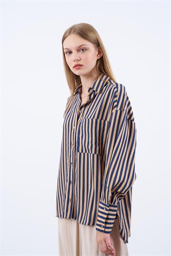 4969 Çizgili Gömlek - Lacivert