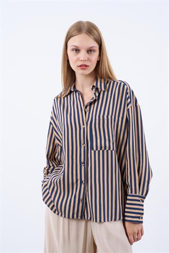 4969 Çizgili Gömlek - Lacivert