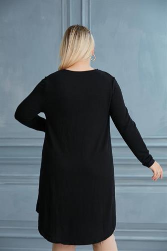 52-799 Kristal Kumaş Tunik - Siyah