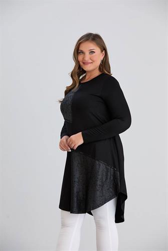 52-819 Kristal Kumaş Tunik - Siyah