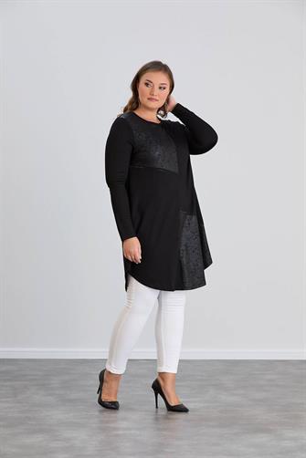 52-819 Kristal Kumaş Tunik - Siyah