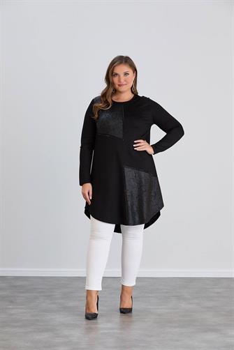 52-819 Kristal Kumaş Tunik - Siyah