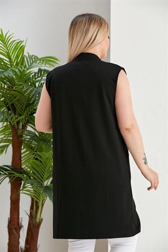 52-857 Penye Kumaş Yelek - Siyah