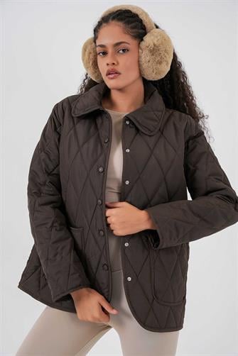 5224 Kapitone Oversize Mont - Kahverengi