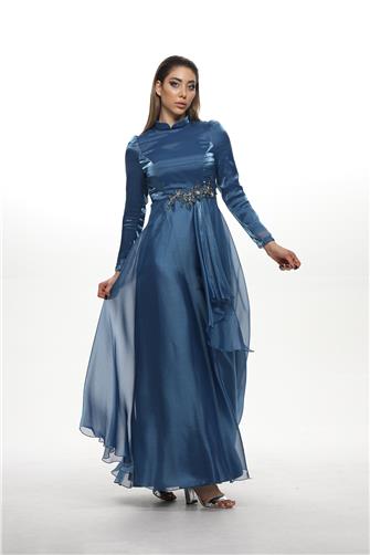 580 Önü Güpür Ve Taş Detaylı Janjan Abiye