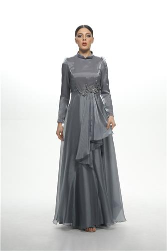 580 Önü Güpür Ve Taş Detaylı Janjan Abiye