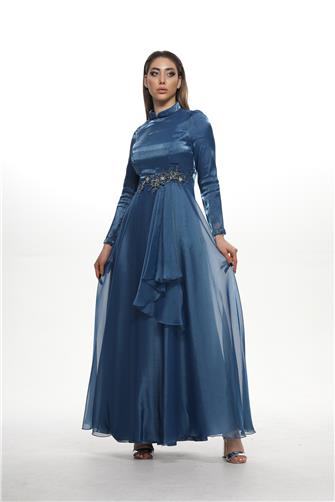 580 Önü Güpür Ve Taş Detaylı Janjan Abiye