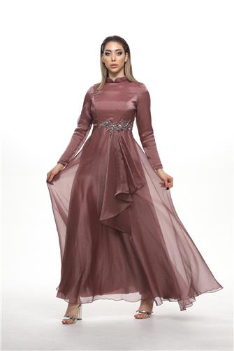 580 Önü Güpür Ve Taş Detaylı Janjan Abiye