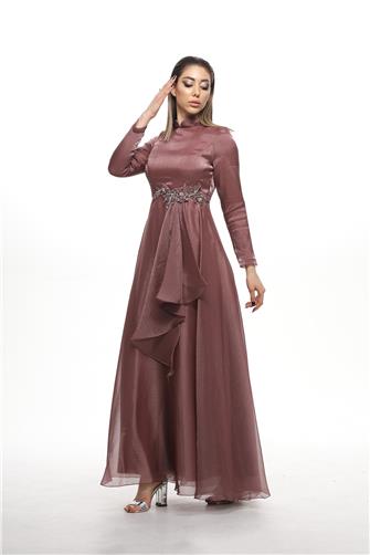 580 Önü Güpür Ve Taş Detaylı Janjan Abiye