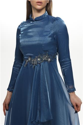 580 Önü Güpür Ve Taş Detaylı Janjan Abiye