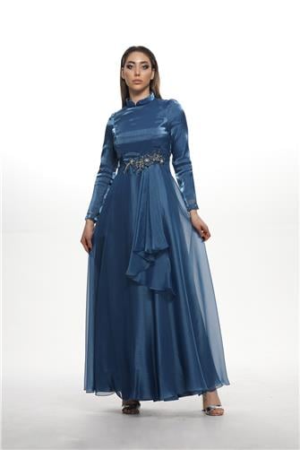 580 Önü Güpür Ve Taş Detaylı Janjan Abiye