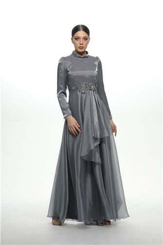 580 Önü Güpür Ve Taş Detaylı Janjan Abiye