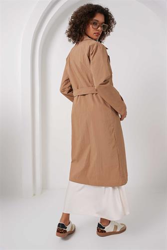 5938 Kruvaze Yaka Trençkot - Camel