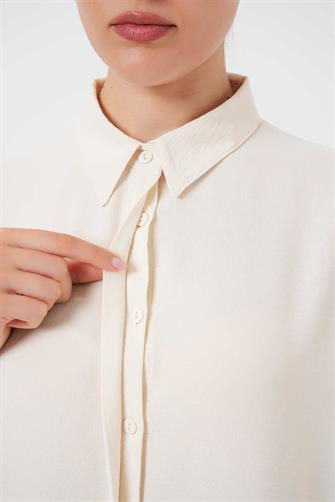 5945 Uzun Gömlek Tunik - Krem