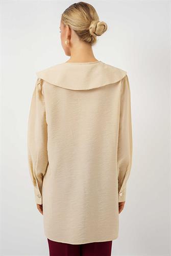 5967 Bebe Yaka Uzun Tunik - Krem