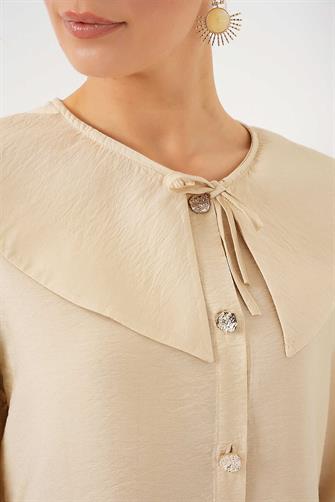 5967 Bebe Yaka Uzun Tunik - Krem