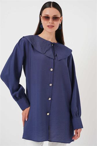 5967 Bebe Yaka Uzun Tunik - Lacivert
