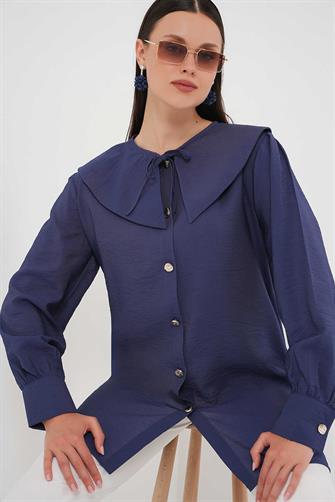 5967 Bebe Yaka Uzun Tunik - Lacivert