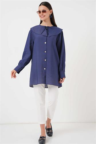5967 Bebe Yaka Uzun Tunik - Lacivert