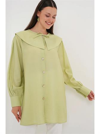 5967 Bebe Yaka Uzun Tunik - Yeşil