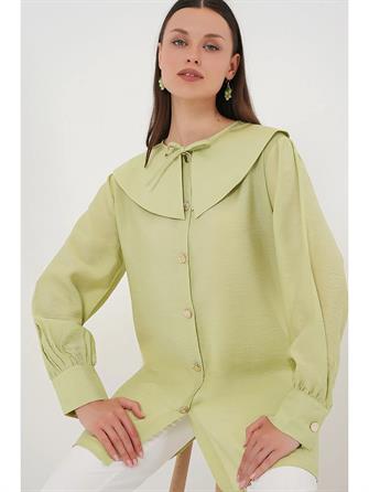 5967 Bebe Yaka Uzun Tunik - Yeşil