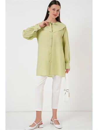 5967 Bebe Yaka Uzun Tunik - Yeşil