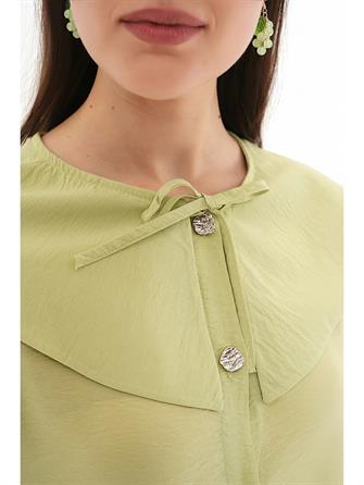 5967 Bebe Yaka Uzun Tunik - Yeşil