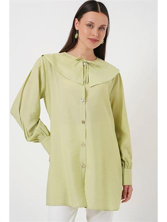 5967 Bebe Yaka Uzun Tunik - Yeşil