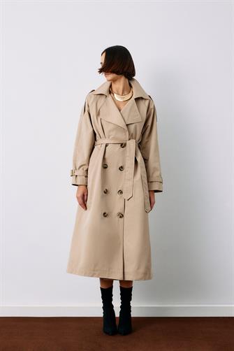 6555 Toka Detaylı Trençkot - Bej