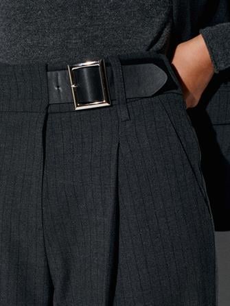 72200 Rahat Kalıp Cepli Kemerli Geniş Paça Kumaş Pantolon - Antrasit