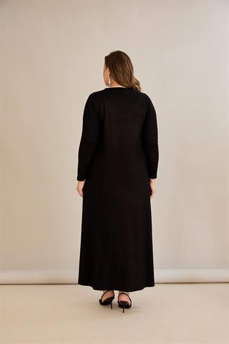7269 Kristal Kumaş Elbise - Siyah