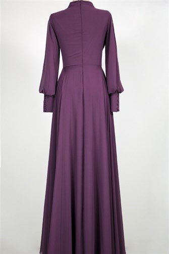 8567 Göğüsü Piliseli Beli Düğmeli Elbise