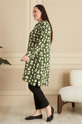 8929 Düğmeli Viskon Tunik - Haki
