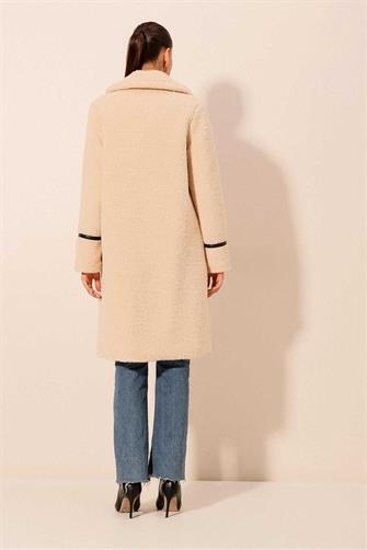 9125  Uzun Peluş Kaban - Krem