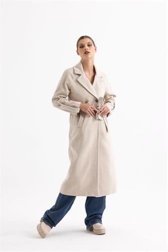 Balıksırtı Kaşe Kaban - Krem