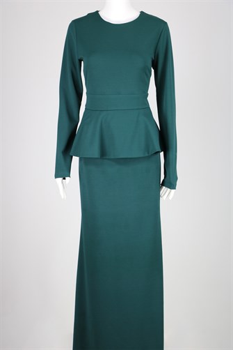 Beli Valonlu Elbise - Zümrüt Y