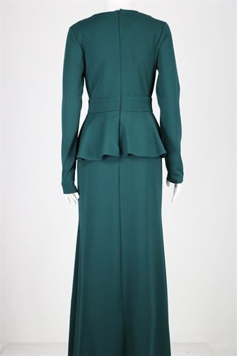 Beli Valonlu Elbise - Zümrüt Y