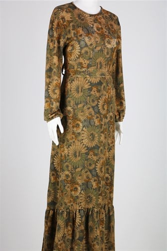 Çiçeki Elbise - Yeşil