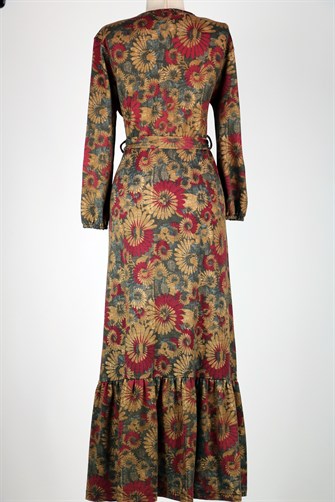 Çiçeki Elbise - Bordo