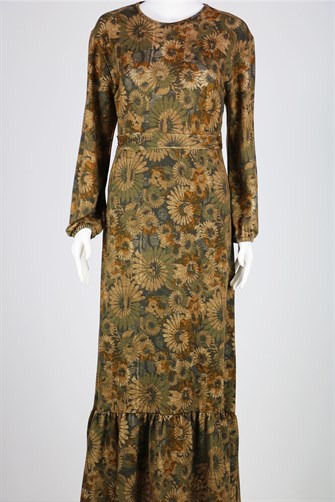 Çiçeki Elbise - Yeşil