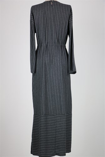Çizgili Elbise - Gri