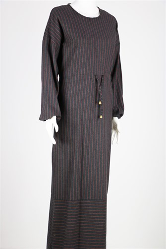 Çizgili Elbise - Hardal