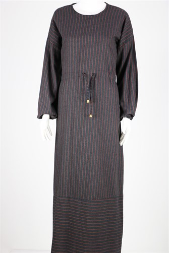 Çizgili Elbise - Hardal