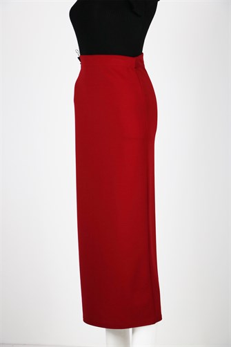 Düz Likralı Kalem Etek - Mürdüm