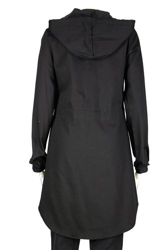 Fermuarlı Keten Yağmurluk