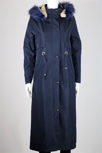 İçi Kürklü Önü Cep Detaylı Uzun Bondit Mont