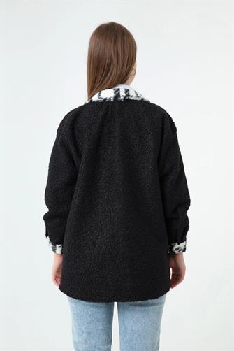 Kadın Ekose Desen Ceket - Siyah